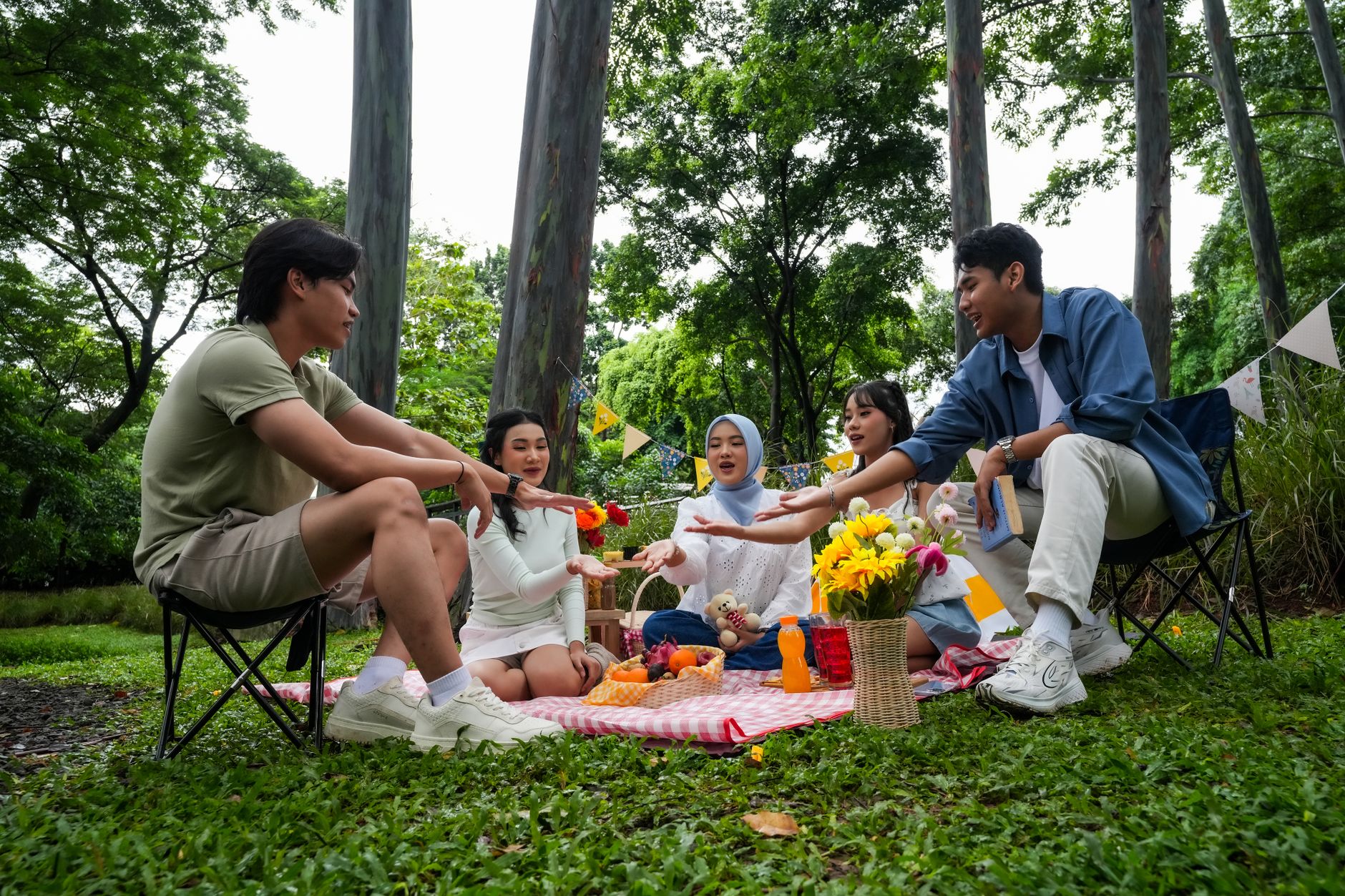 joyful picnic gathering in jakarta park